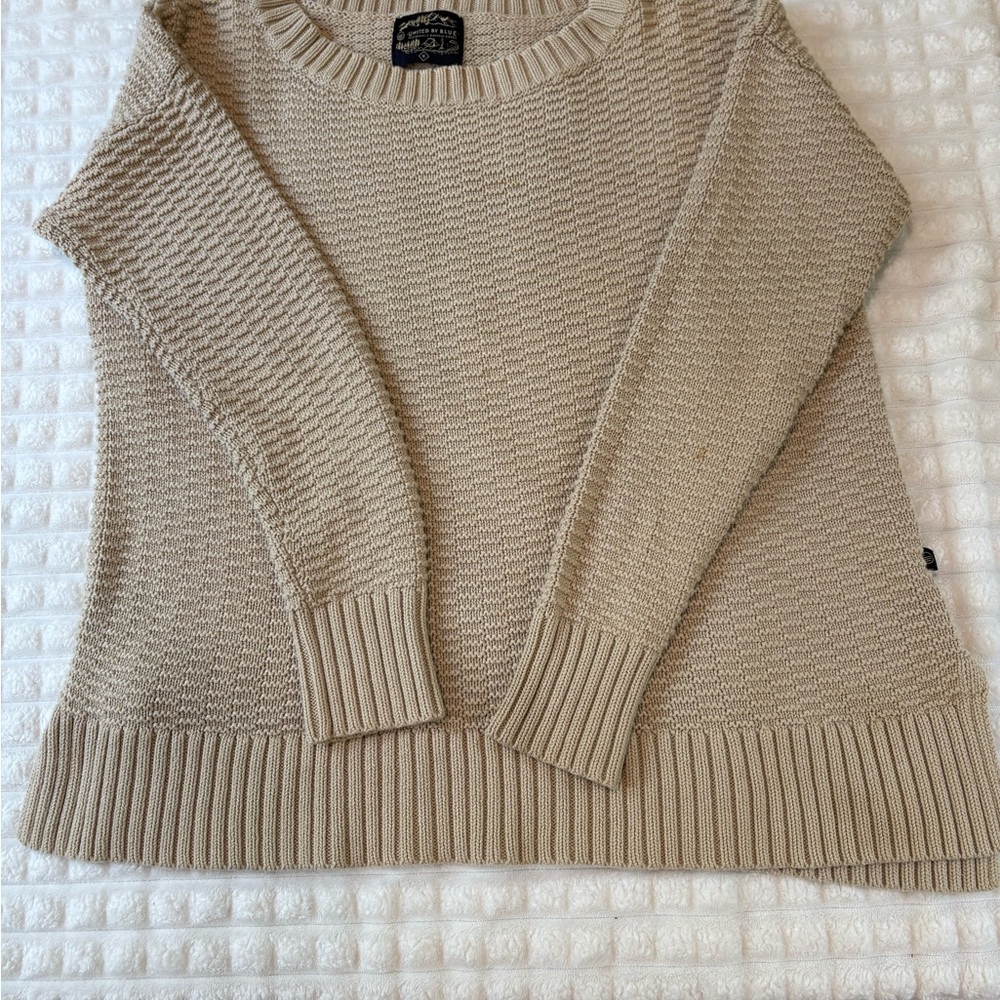 United By Blue Tan Crew Neck Sweater with Ribbed Detailing